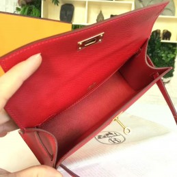 Replica Hermes Red Kelly Pochette Gold Hardware Bag