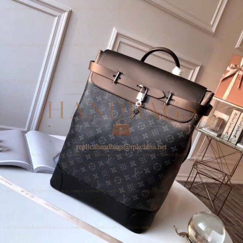 Replica Louis Vuitton Black Monogram Eclipse Steamer Backpack