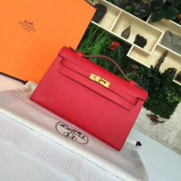 Replica Hermes Red Kelly Pochette Gold Hardware Bag