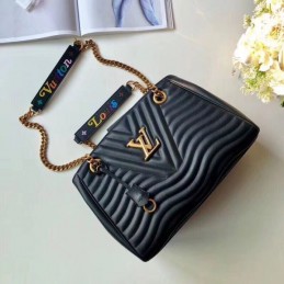 Replica Louis Vuitton Black Quilted Rainbow Trim New Wave Chain Tote