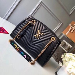 Replica Louis Vuitton Black Quilted Rainbow Trim New Wave Chain Tote