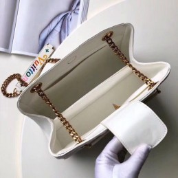 Replica Louis Vuitton White Quilted Rainbow Trim New Wave Chain Tote