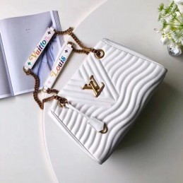Replica Louis Vuitton White Quilted Rainbow Trim New Wave Chain Tote