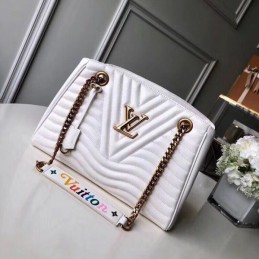Replica Louis Vuitton White Quilted Rainbow Trim New Wave Chain Tote