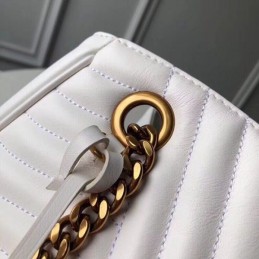 Replica Louis Vuitton White Quilted Rainbow Trim New Wave Chain Tote