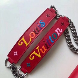 Replica Louis Vuitton Red Quilted Rainbow Trim New Wave Chain Tote