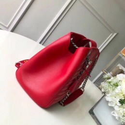 Replica Louis Vuitton Red Quilted Rainbow Trim New Wave Chain Tote