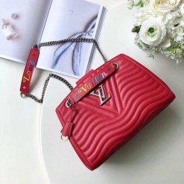 Replica Louis Vuitton Red Quilted Rainbow Trim New Wave Chain Tote