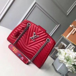 Replica Louis Vuitton Red Quilted Rainbow Trim New Wave Chain Tote