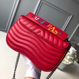 Replica Louis Vuitton Red Quilted Rainbow Trim New Wave Chain Bag MM