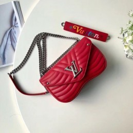 Replica Louis Vuitton Red Quilted Rainbow Trim New Wave Chain Bag MM