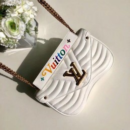 Replica Louis Vuitton White Quilted Rainbow Trim New Wave Chain Bag MM