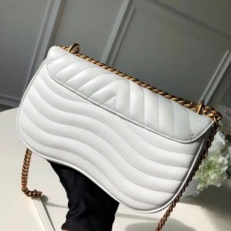 Replica Louis Vuitton White Quilted Rainbow Trim New Wave Chain Bag MM