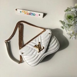 Replica Louis Vuitton White Quilted Rainbow Trim New Wave Chain Bag MM