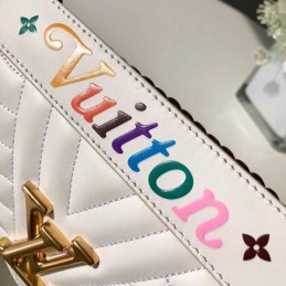 Replica Louis Vuitton White Quilted Rainbow Trim New Wave Chain Bag MM