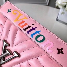 Replica Louis Vuitton Pale Pink Quilted Rainbow Trim New Wave Chain Bag MM