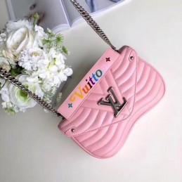 Replica Louis Vuitton Pale Pink Quilted Rainbow Trim New Wave Chain Bag MM