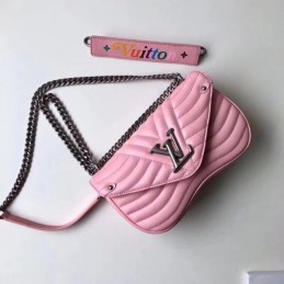 Replica Louis Vuitton Pale Pink Quilted Rainbow Trim New Wave Chain Bag MM