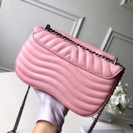 Replica Louis Vuitton Pale Pink Quilted Rainbow Trim New Wave Chain Bag MM