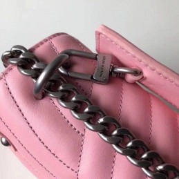 Replica Louis Vuitton Pale Pink Quilted Rainbow Trim New Wave Chain Bag MM