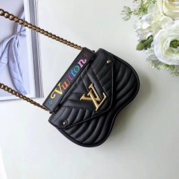Replica Louis Vuitton Black Quilted Rainbow Trim New Wave Chain Bag PM