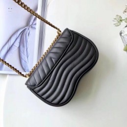 Replica Louis Vuitton Black Quilted Rainbow Trim New Wave Chain Bag PM