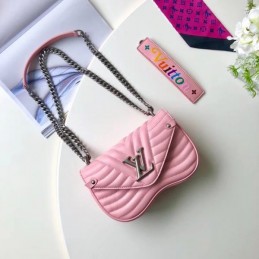 Replica Louis Vuitton Pale Pink Quilted Rainbow Trim New Wave Chain Bag PM