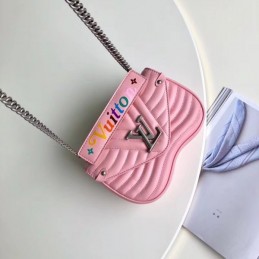 Replica Louis Vuitton Pale Pink Quilted Rainbow Trim New Wave Chain Bag PM