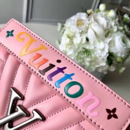 Replica Louis Vuitton Pale Pink Quilted Rainbow Trim New Wave Chain Bag PM