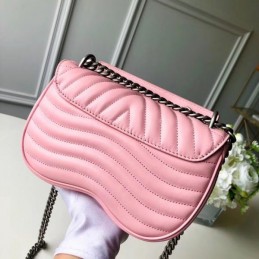 Replica Louis Vuitton Pale Pink Quilted Rainbow Trim New Wave Chain Bag PM
