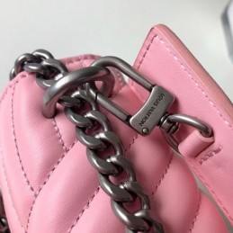 Replica Louis Vuitton Pale Pink Quilted Rainbow Trim New Wave Chain Bag PM