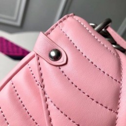 Replica Louis Vuitton Pale Pink Quilted Rainbow Trim New Wave Chain Bag PM