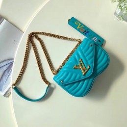 Replica Louis Vuitton Turquoise Quilted Rainbow Trim New Wave Chain Bag PM