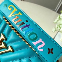 Replica Louis Vuitton Turquoise Quilted Rainbow Trim New Wave Chain Bag PM