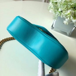 Replica Louis Vuitton Turquoise Quilted Rainbow Trim New Wave Chain Bag PM