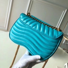 Replica Louis Vuitton Turquoise Quilted Rainbow Trim New Wave Chain Bag PM