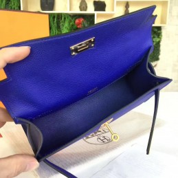 Replica Hermes Cobalt Blue Kelly Pochette Smooth Leather Gold Hardware Bag