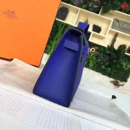 Replica Hermes Cobalt Blue Kelly Pochette Smooth Leather Gold Hardware Bag