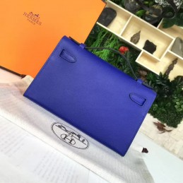 Replica Hermes Cobalt Blue Kelly Pochette Smooth Leather Gold Hardware Bag