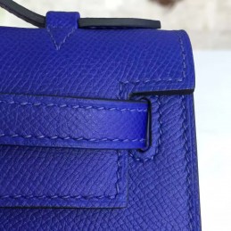Replica Hermes Cobalt Blue Kelly Pochette Smooth Leather Gold Hardware Bag