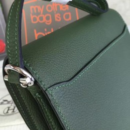Replica Hermes Olive Green Roulis 18 Bag Palladium Chain