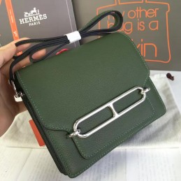 Replica Hermes Olive Green Roulis 18 Bag Palladium Chain
