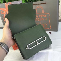 Replica Hermes Olive Green Roulis 18 Bag Palladium Chain