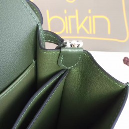 Replica Hermes Olive Green Roulis 18 Bag Palladium Chain