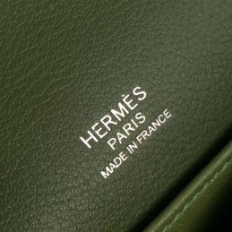 Replica Hermes Olive Green Roulis 18 Bag Palladium Chain