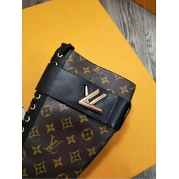 Replica Louis Vuitton Black Brown Monogram Knee-High Boots