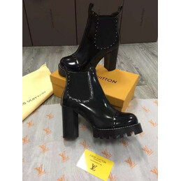 Replica Louis Vuitton Black Studded LVXLOL Star Trail Ankle Boots