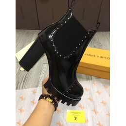 Replica Louis Vuitton Black Studded LVXLOL Star Trail Ankle Boots