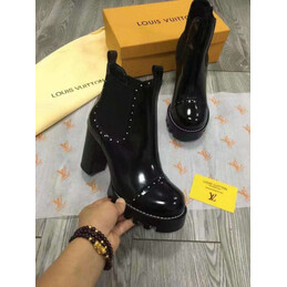 Replica Louis Vuitton Black Studded LVXLOL Star Trail Ankle Boots