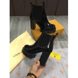 Replica Louis Vuitton Black Studded LVXLOL Star Trail Ankle Boots